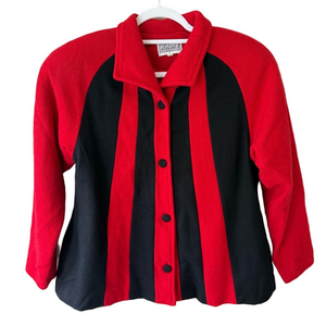 Ramy Brook Vintage 80s Vibrant Red and Black Colorblock Striped Blazer Size 38